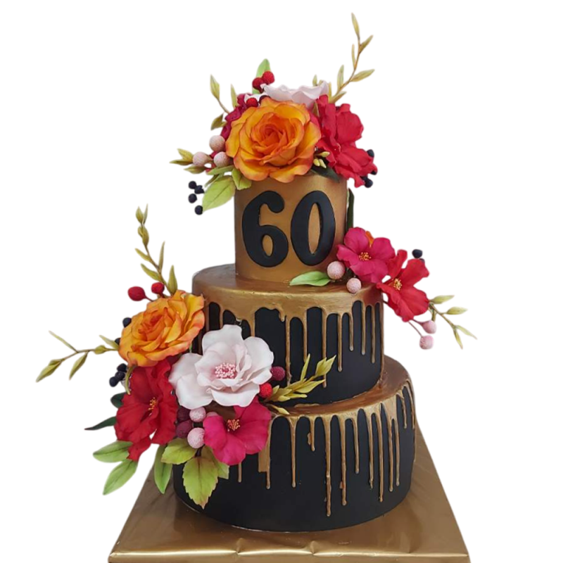 🎂 Юбилейна торта „Златна елегантност 60“ Ф-1850 🎂 Юбилейна торта „Златна елегантност 60“ Ф-1850