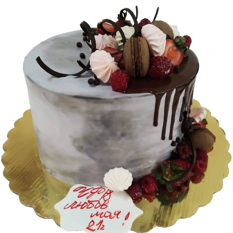 🍓🍫 Modern Cake "Marble Tenderness with Fruit" - F-861
