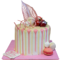🎀🍓 Модерна торта „Розов дрип с макарони“ – Ф-1031 🎀🍓 Модерна торта „Розов дрип с макарони“ – Ф-1031