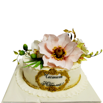 🌸🎂 Anniversary cake "Golden Floral Elegance" - F-295