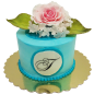🌸🎂 Празнична торта „Тюркоазена роза с монограм“ – Ф-551