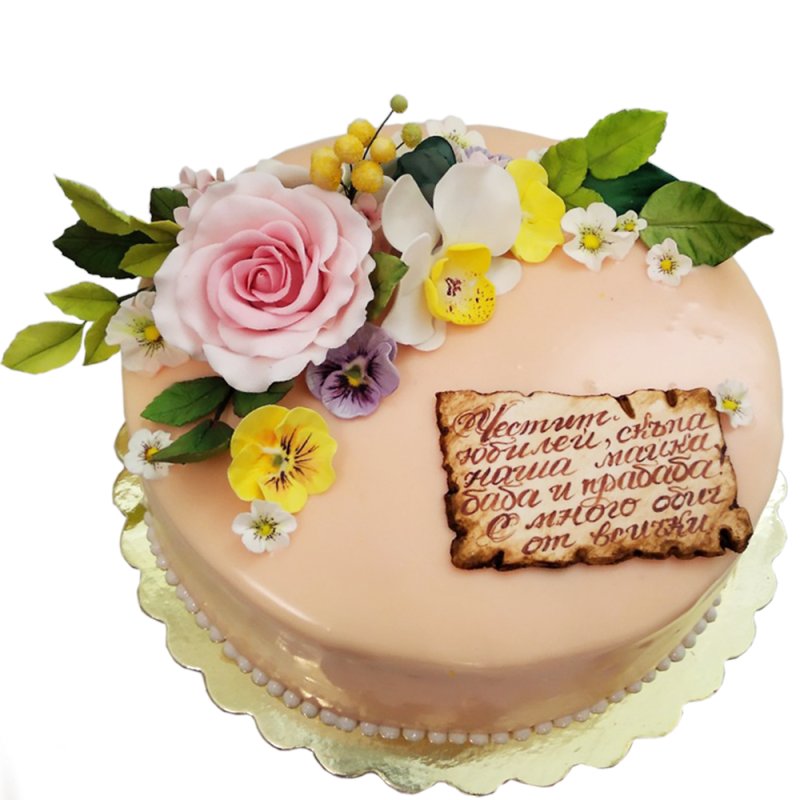 🌸🎂 Festive cake "Tender gratitude with flowers" - F-655 🌸🎂 Festive cake "Tender gratitude with flowers" - F-655