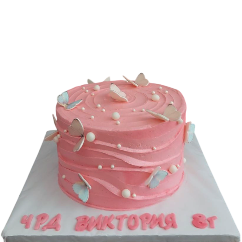 🦋🎀 Children's cake "Pink tenderness with butterflies" - F-1719 🦋🎀 Children's cake "Pink tenderness with butterflies" - F-1719