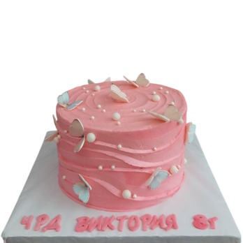 🦋🎀 Children's cake "Pink tenderness with butterflies" - F-1719