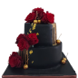 🌹🎂 Luxury cake with natural roses "Black and Gold" - F-1626
