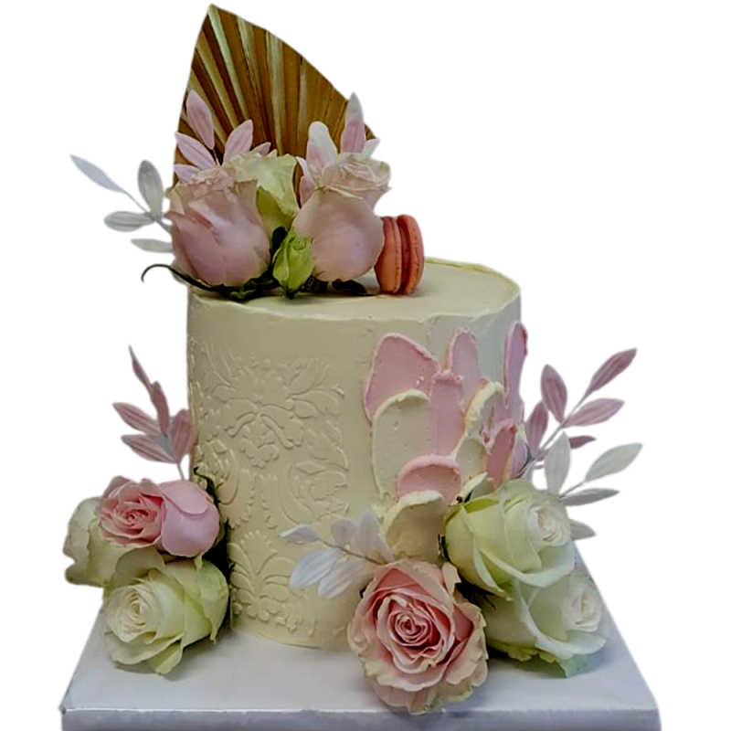 🌸🎂 Luxury cake with natural flowers "Pastel Elegance" - F-1984