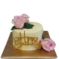 🌹🎂 Елегантна торта с естествени рози „Happy Birthday“ – Ф-1940