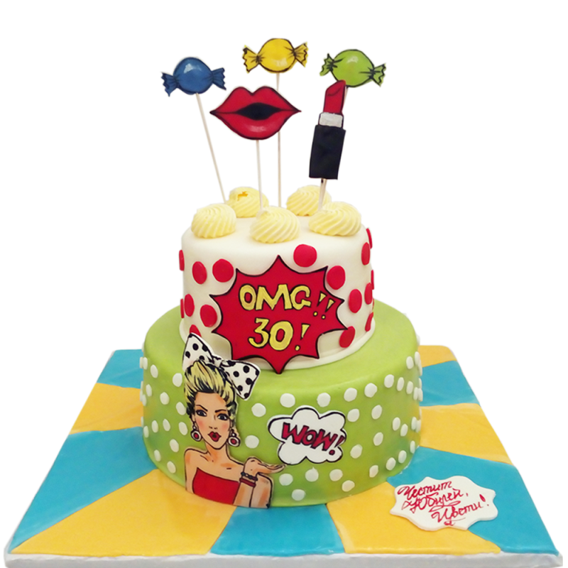 💄🎉 Cake "Pop Art OMG 30!" - F-710