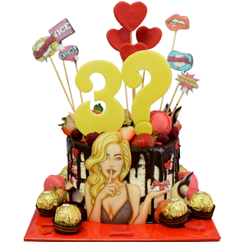 🔥💋 Cake "Sexy Pop Art 32" - F-980 🔥💋 Cake "Sexy Pop Art 32" - F-980