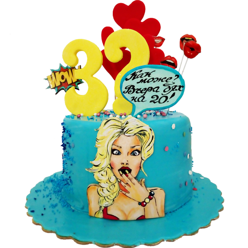 💙💥 Pop Art cake "WOW! 3?" - F-734 💙💥 Pop Art cake "WOW! 3?" - F-734