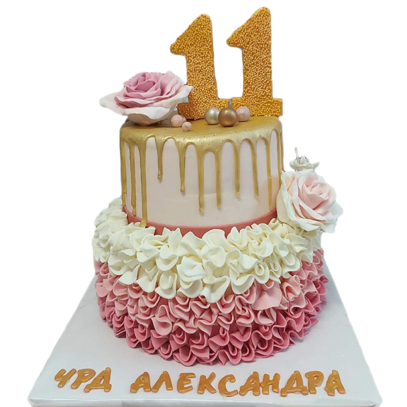 🎂✨ Children's cake "Golden 11" - F-1221