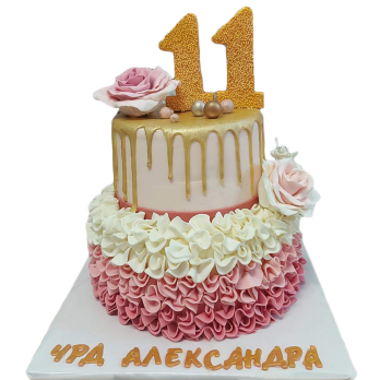 🎂✨ Children's cake "Golden 11" - F-1221