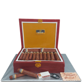 Men's cigar box cake COHIBA with realistic sugar decoration – Ф1422