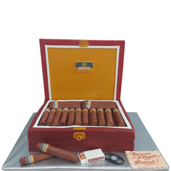 Мъжка торта кутия с пури COHIBA с реалистична захарна декорация – Ф1422