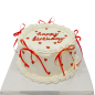 ❤️🎉 Рожденна торта „Happy Birthday с червени панделки“ – Ф-1815 ❤️🎉 Рожденна торта „Happy Birthday с червени панделки“ – Ф-1815