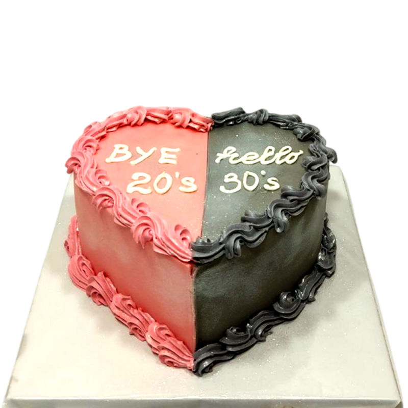 🎂🖤💗 Birthday cake “Bye 20’s – Hello 30’s” – F-1835 🎂🖤💗 Birthday cake “Bye 20’s – Hello 30’s” – F-1835