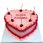 🎂💖 Birthday cake heart "Sweet Sixteen" with cherries – F-1839