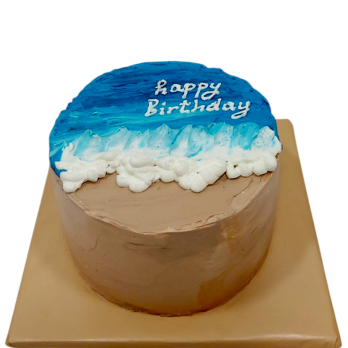 Бутикова торта с морски дизайн и надпис Happy Birthday – модел Ф1818