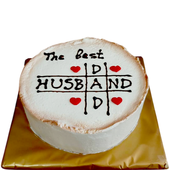 Бутикова торта с надпис The Best Husband и червени сърца – модел Ф1843