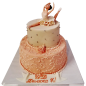 Two-tiered "Ballerina" cake in peach and ecru F-888