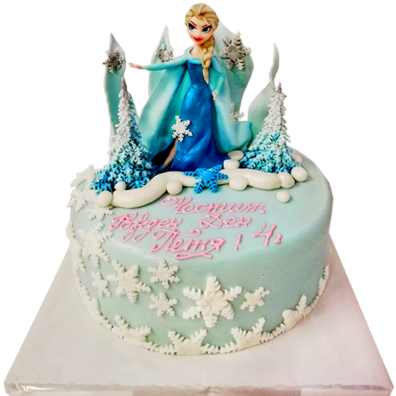 Cake "Elsa - Frozen" with decorative snowflakes F-887