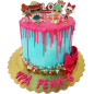 Children's LOL Surprise cake with blue-pink drip and figurines – F-585