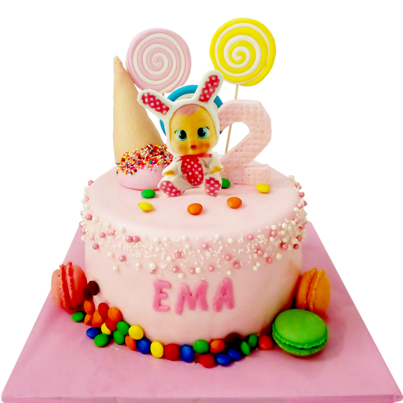Детска торта Cry Babies с цифра и сладки декорации Ф-891 Детска торта Cry Babies с цифра и сладки декорации Ф-891