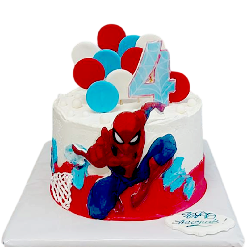 🕷️🎈 Детска торта „Спайдър“ с 2D принт – Ф-1941