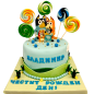 🎂 Детска торта Bluey с близалки и 2D захарна декорация Ф2212 🎂 Детска торта Bluey с близалки и 2D захарна декорация Ф2212