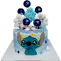 🎂 Детска торта Стич със звездни декорации – Ф-1522 ✨💙 🎂 Детска торта Стич със звездни декорации – Ф-1522 ✨💙