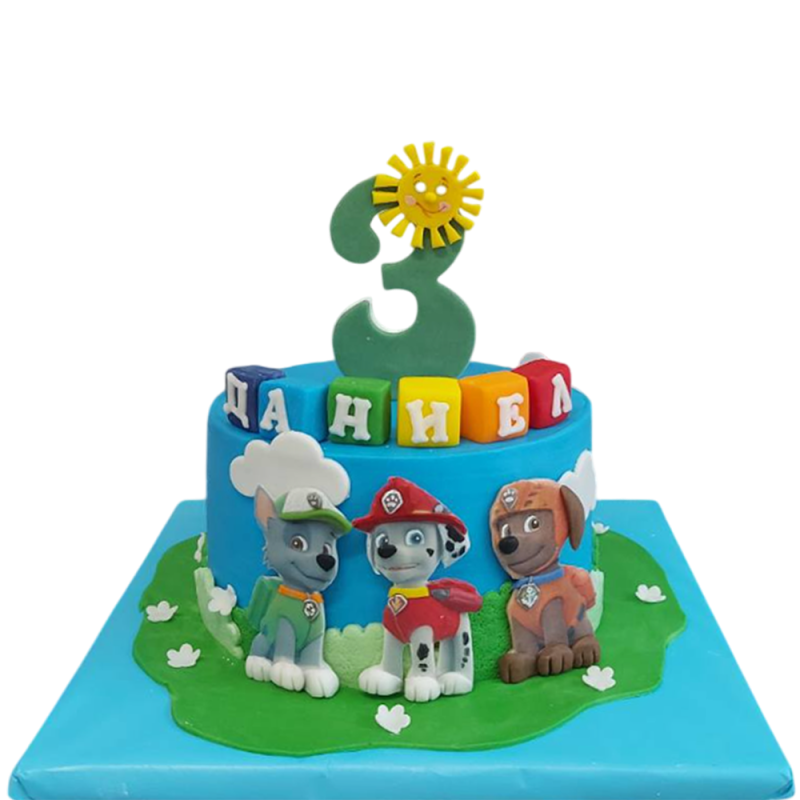🎂🐾🌞 Paw Patrol Cake – Marshall, Rocky and Zuma | Model F-1857