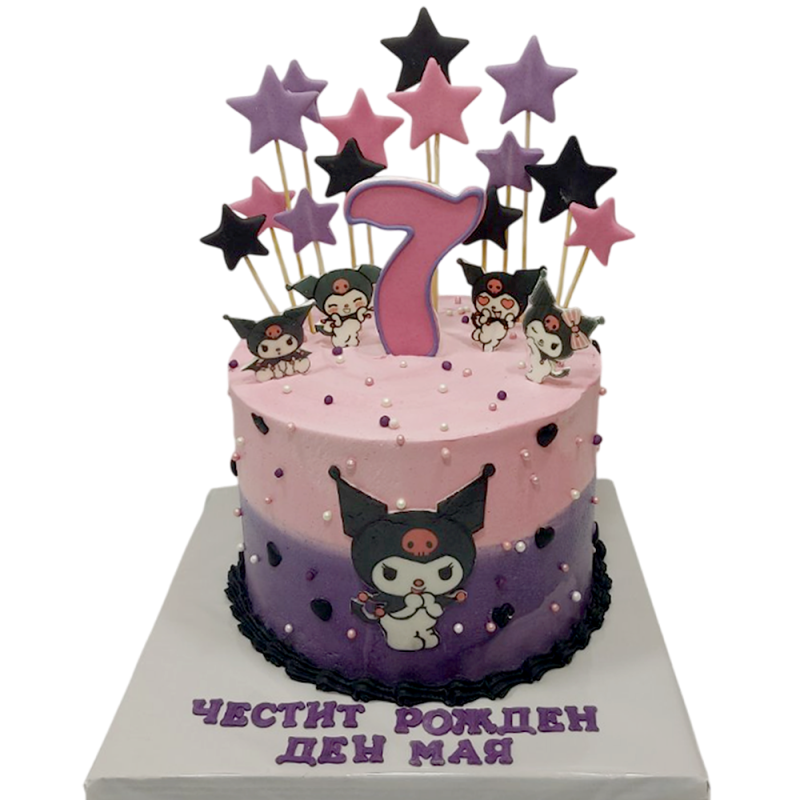 πππ€ Cake "Kuromi" - pink-purple ombre design with stars F-2062 πππ€ Cake "Kuromi" - pink-purple ombre design with stars F-2062