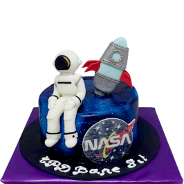 Children's cake with astronaut and NASA rocket, space design, model F2001 from Sladkarnitsa Roza