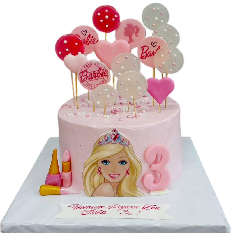 ππ Barbie Children's Cake with Decorations on a Stick β F1674 ππ Barbie Children's Cake with Decorations on a Stick β F1674