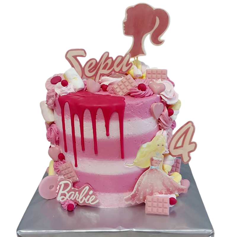 🎀💖 Детска торта Barbie с drip ефект – Ф1361 🎀💖 Детска торта Barbie с drip ефект – Ф1361