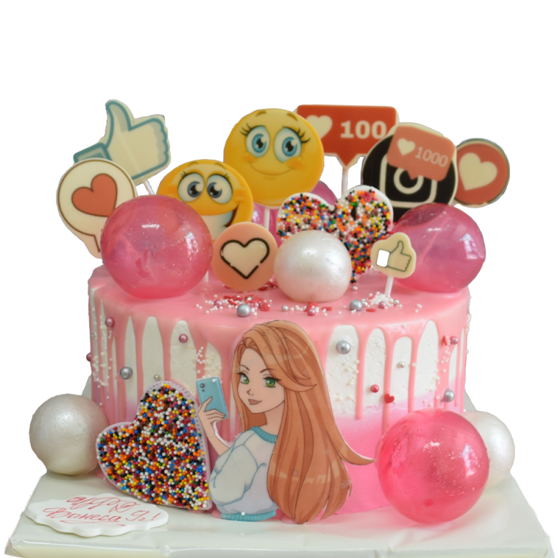 📱💖 Торта Social Media Girl – Ф1136 📱💖 Торта Social Media Girl – Ф1136
