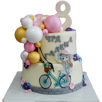 🎈🚲 Children's cake with balloons and a bicycle – F1158