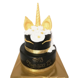 Cake "Black Unicorn with Gilding" F-808