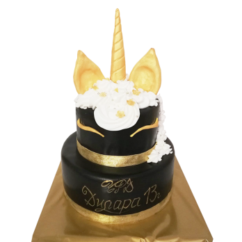 Cake "Black Unicorn with Gilding" F-808