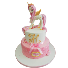 Cake "Unicorn in Pink and Gold" F-1214