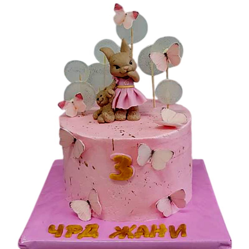 📝 🐰🦋 Детска торта „Зайче с пеперуди“ Ф-1765 📝 🐰🦋 Детска торта „Зайче с пеперуди“ Ф-1765