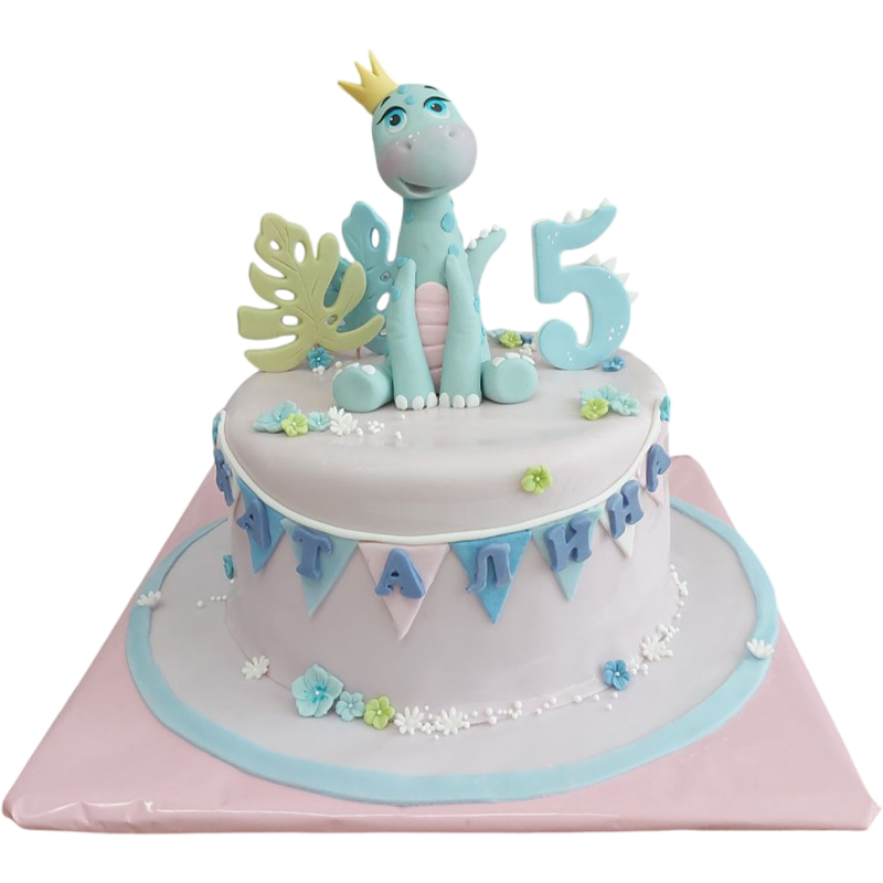 🦕 Cake "Dinosaur Princess" - children's holiday cake F-1383 🦕 Cake "Dinosaur Princess" - children's holiday cake F-1383