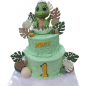 🦕 Baby Dino Cake – Green Two-Tier Cake with Dinosaur F-1456