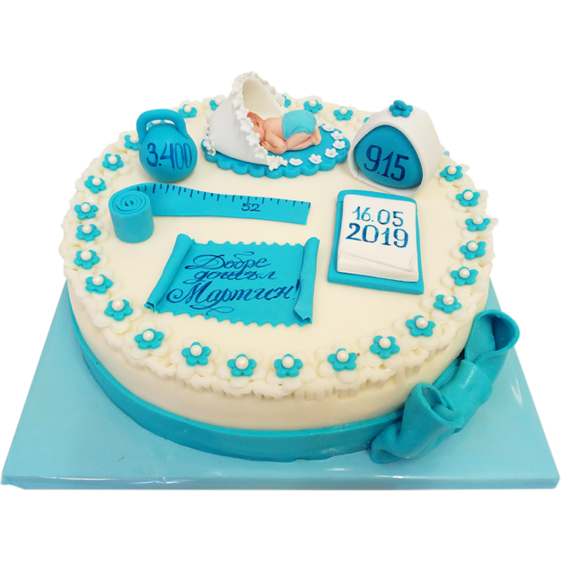👶 Cake F-167 – “Welcome, baby!” with birth data