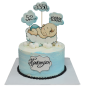 👶☁️ Торта Ф-1215 – Бебе върху облаче с рождените данни 👶☁️ Торта Ф-1215 – Бебе върху облаче с рождените данни