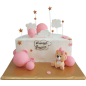 🎀🐻 Cake "6 months - Vasilena" | Children's cake with a bear, clouds and pink decorations F-1343 🎀🐻 Cake "6 months - Vasilena" | Children's cake with a bear, clouds and pink decorations F-1343