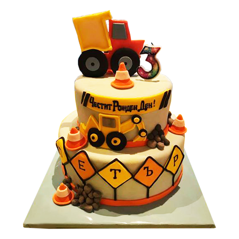 🚧 Cake "Construction Site - Truck and Bulldozer" | Model F-477 🚧 Cake "Construction Site - Truck and Bulldozer" | Model F-477