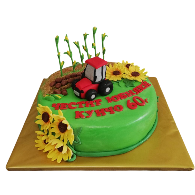 🚜 “Tractor and Sunflowers” Cake | Model F-1044 🚜 “Tractor and Sunflowers” Cake | Model F-1044
