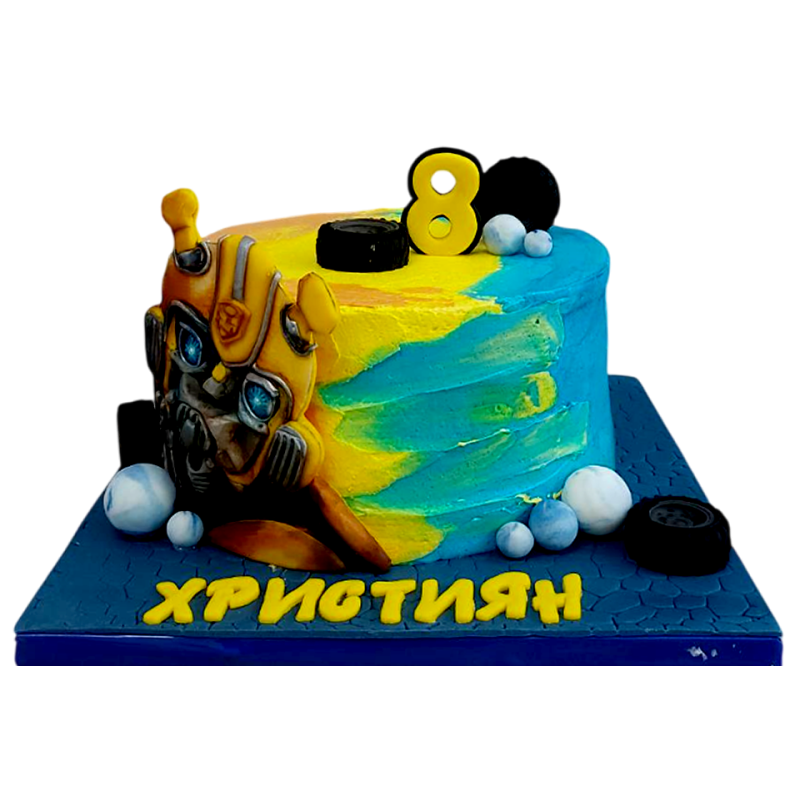 🤖⚙️🎂 Children's cake "Bumblebee" - F1696